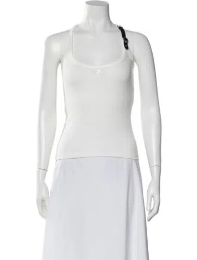 Pre-owned Courrèges Scoop Neck Sleeveless Top In White