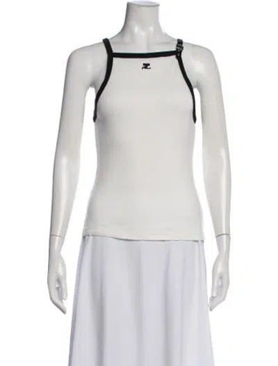 Pre-owned Courrèges Scoop Neck Sleeveless Top In White