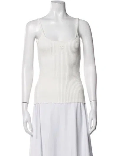 Pre-owned Courrèges Scoop Neck Sleeveless Top In White