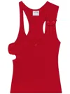 Courrèges Scoop Neck Sleeveless Top With Cut-out Detailing In Red