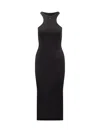 Courrèges Scuba 90's Rib Long Dress In Black