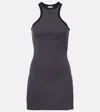 Courrèges Scuba Cotton Jersey Minidress In Blue