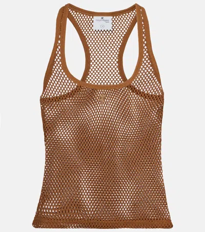 Courrèges Scuba Cotton Mesh Tank Top In Brown