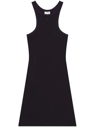 Courrèges Scuba Cotton Mini Dress In Black