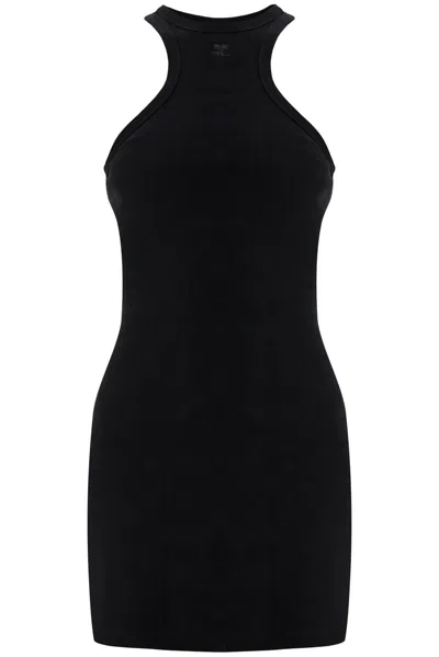 Courrèges Courregès Scuba Cotton Mini Dress In Black