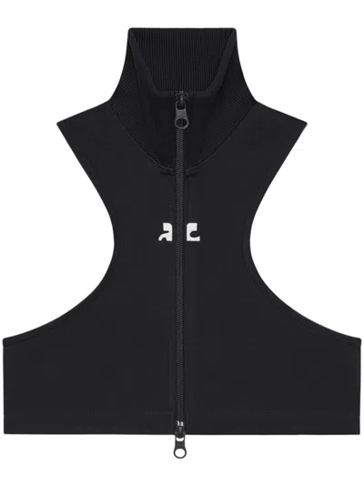 Courrèges Scuba Cropped Jacket In Black