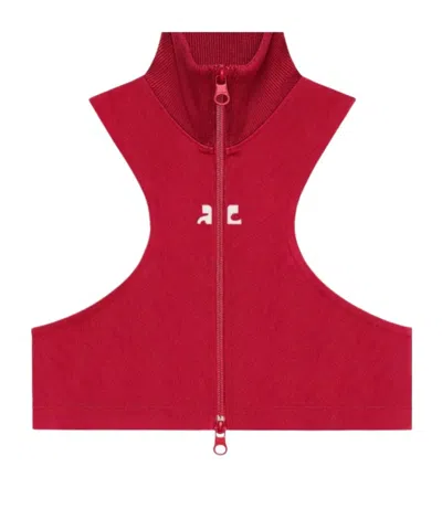Courrèges Scuba Cropped Zipped Jacket In Red