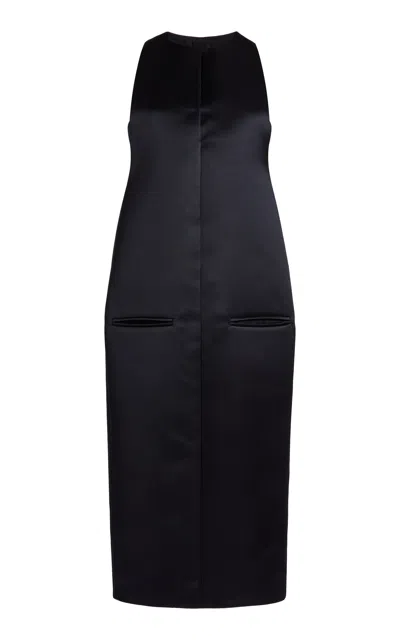 Courrèges Scuba Heritage Satin Midi Dress In Black
