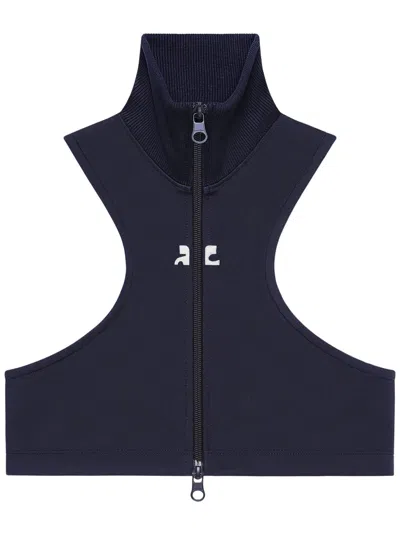 Courrèges Cropped-top Aus Scuba-jersey In Blau