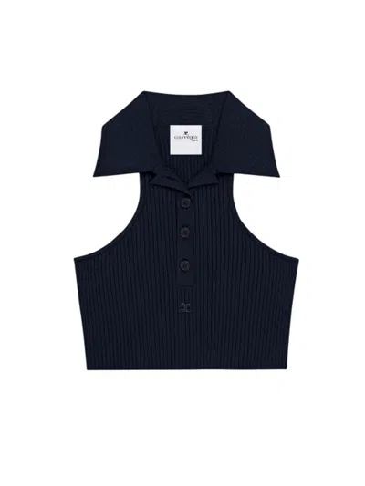 Courrèges Courreges Scuba Knit Tank Top In Blue