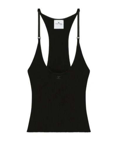 Courrèges Scuba Knitted Tank Top In Black