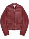 Courrèges Scuba Leather Biker Jacket In 红色