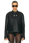 Courrèges Scuba Leather Bomber Jacket In Black