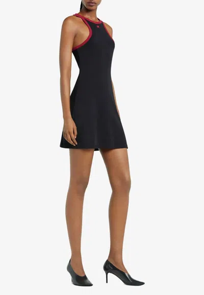 COURRÈGES SCUBA MINI DRESS WITH LOGO PATCH