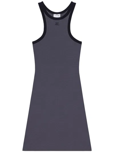 Courrèges Scuba Mini Dress Woman Grey In Blue