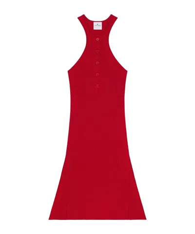 Courrèges Red Scuba Dress With Racerback And Flared Silhouette