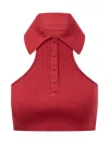 Courrèges Scuba Rib Knit Top In Red