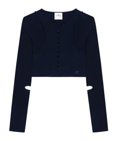 Courrèges Scuba Ribbed Jacket In Blue