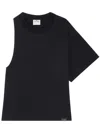 Courrèges Courregès Oneshoulder Tshirt In Scuba In Black
