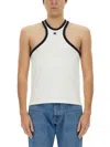 Courrèges Sleeveless Top With Adjustable Straps And Contrast Trim In White