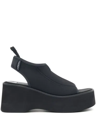 Courrèges Scuba Wave 90mm Platform Sandals In 黑色