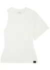 Courrèges Scube One Shoulder Cotton T-shirt In White