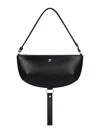 Courrèges Semi-circular Black Leather Bag With Silver Logo In Black