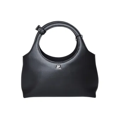 Courrèges Semi-rigid Black Calf Leather Handbag