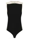 Courrèges Stretch Sheer Bodysuit High Neckline In Black