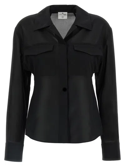 Courrèges Semi-transparent Pocket Shirt With Modern Silhouette In Black