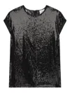 Courrèges Sequin Short-sleeves Blouse In Black