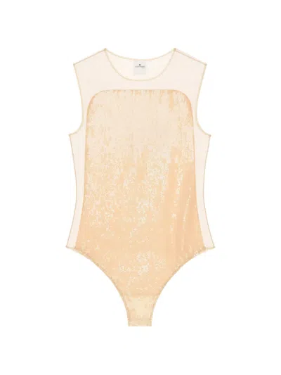 Courrèges Sequin-embellished Illusion Body In Brown