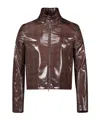 Courrèges Shaded-logo Patent Biker Jacket In Multicolor