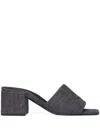 Courrèges Block Heel Sandals Embroidered Detail In Grey
