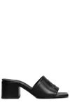 Courrèges Block Heel Sandals Embroidered Detail In Black