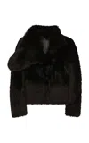 Courrèges Shearling Belted Coat In Black