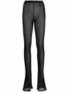 Courrèges Sheer Embroidered-logo Trousers In Black