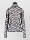 Courrèges Intricately Designed Sheer Lace Top With High Neckline In Multi