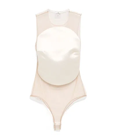 Courrèges Sheer-panel Bodysuit In White