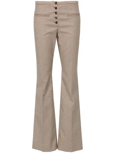 Courrèges Shepherd-check Flared Trousers In White