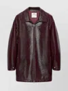 Courrèges Shiny Bomber Jacket Belted Waist In Burgundy