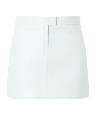 Courrèges Shiny Cotton A-line Mini Skirt In White