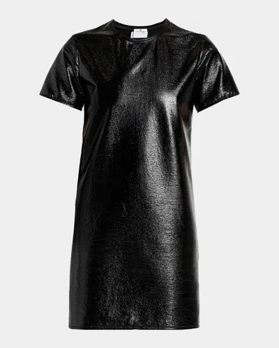 Courrèges Shiny Vinyl Short-sleeve Mini Dress In Black
