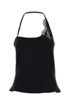 Courrèges Asymmetric Satin Top Lace Detail In Black