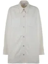 Courrèges Mega Size Dry Denim Shirt Clothing In White