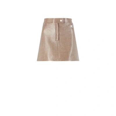 Courrèges Short Checked Skirt In Neutral
