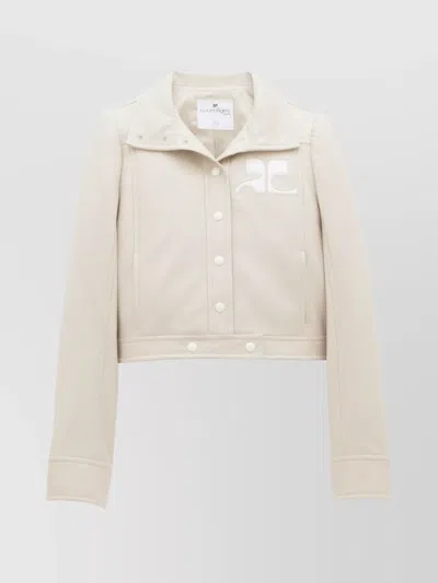 Courrèges Short Cotton Stretch Jacket In Off White