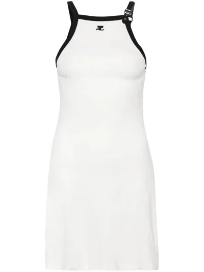 Courrèges Short Dress With Logo Application In White
