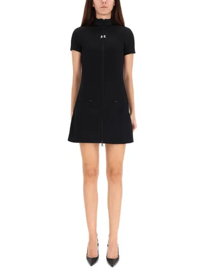 Courrèges Short "interlock" Dress In Black