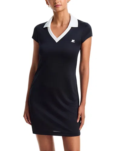 Courrèges Short Jersey Polo Dress In Black